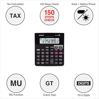 Casio MJ-12D 150 Steps Check and Correct Desktop Financial Calculator, Black