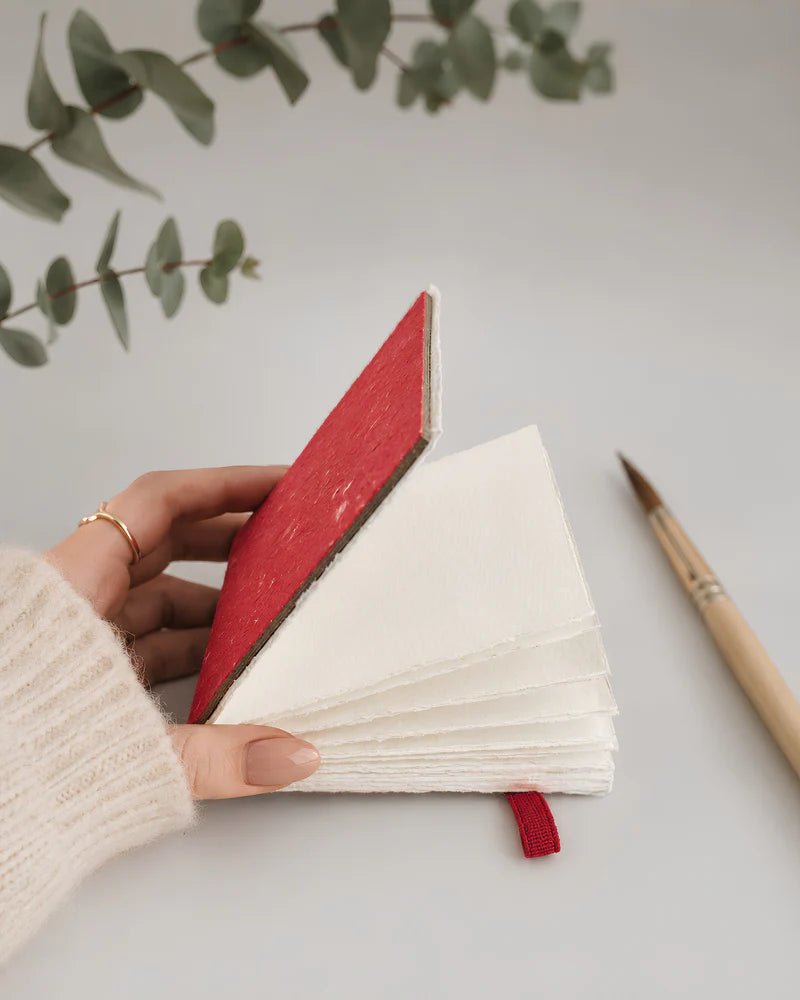 Potentate Deckle Edge Watercolor Handbook – Red | 10 x 10 cm |300GSM|Cold press