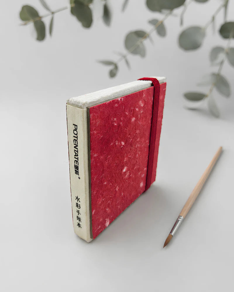 Potentate Deckle Edge Watercolor Handbook – Red | 10 x 10 cm |300GSM|Cold press