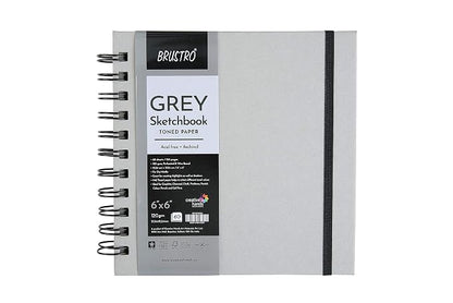 Brustro Toned Paper - Grey Sketchbook | A4,6X6| 120 GSM | Wiro Bound