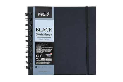 Brustro Black Sketchbook | Wiro Bound |200GSM |A4 |A5|6X6