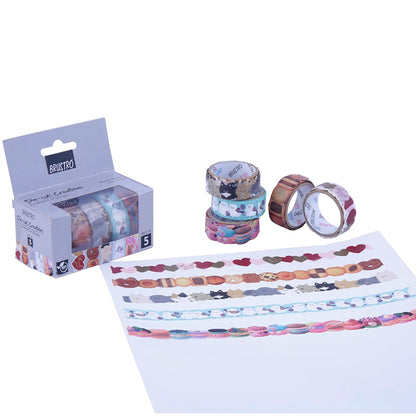 Decorative tape with colorful patterns on a white background