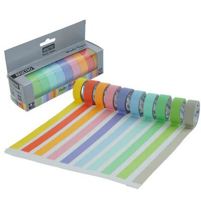 Set of colorful tape rolls with packaging on a white background