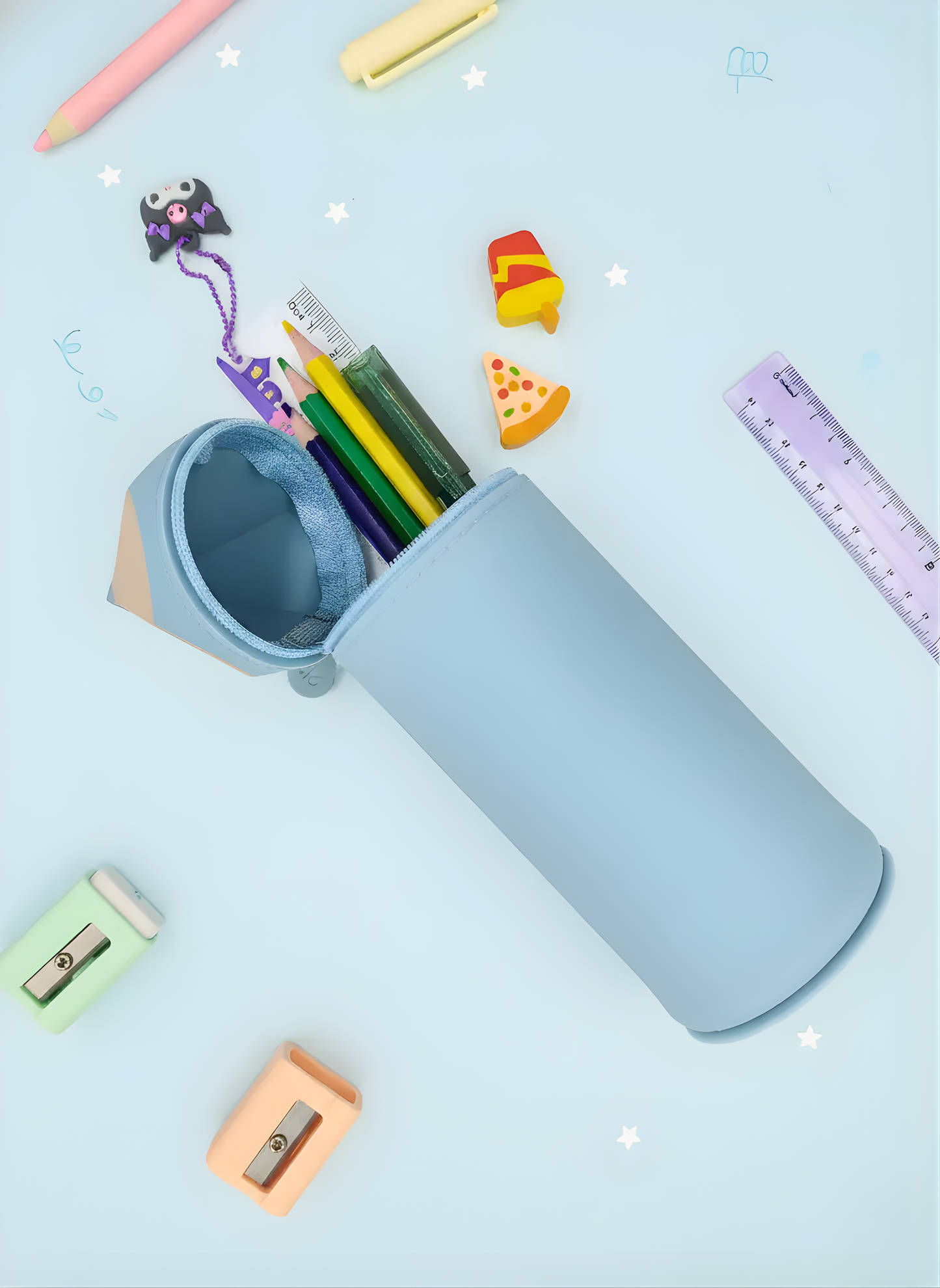 Pencil Themed Silicon Pencil Pouch - Kawaii Pouch