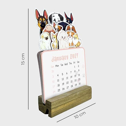 2027 Desk Calendar | Dog Theme|12-Month Table Calendar for Office, Home & Gifting