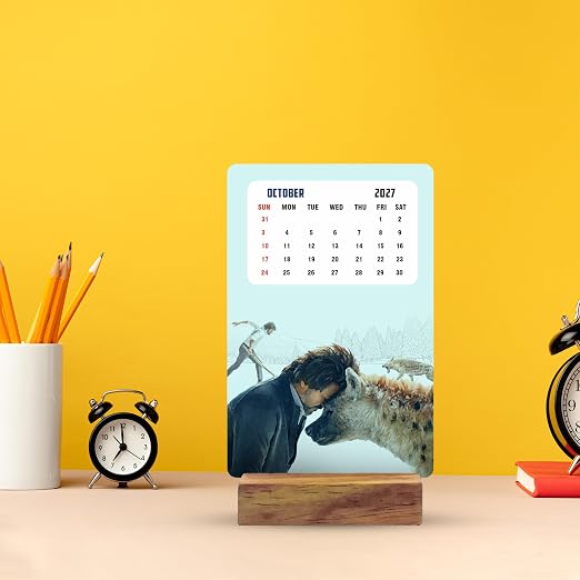 Thalapathy Vijay 2027 Desk Calendar | 300 GSM Premium Texture Paper | Includes Premium Wooden Stand