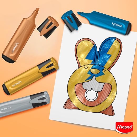 Maped Metallic Glitter Highlighter Set - Pack of 4