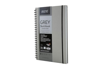 Brustro Toned Paper - Grey Sketchbook | A4,6X6| 120 GSM | Wiro Bound