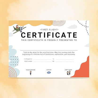 Baby First Flight Certificate | A4 Size (29.7 x 21 cm) | Premium 300 GSM Art Paper | First Air Travel Memory Keepsake