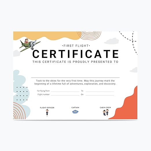 Baby First Flight Certificate | A5 Size (21 x 14.8 cm) | 300 GSM Premium Art Paper | First Air Travel Keepsake | Baby Travel Memory Certificate