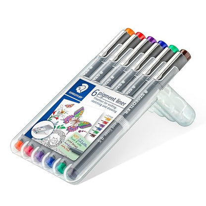 Staedtler Pigment Liner Pen - Assorted Set of 6 (0.35mm)