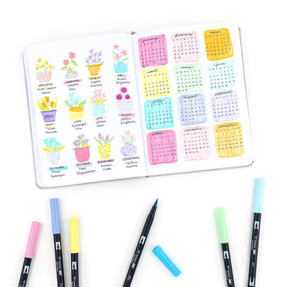 Tombow 56187 Dual Brush Pen Pastel Shades| Set of 10 |Art Markers