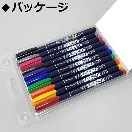 Tombow Fudenosuke Brush Pen-Hard |10 Colors Set |(Ws-Bh10C) |Assorted