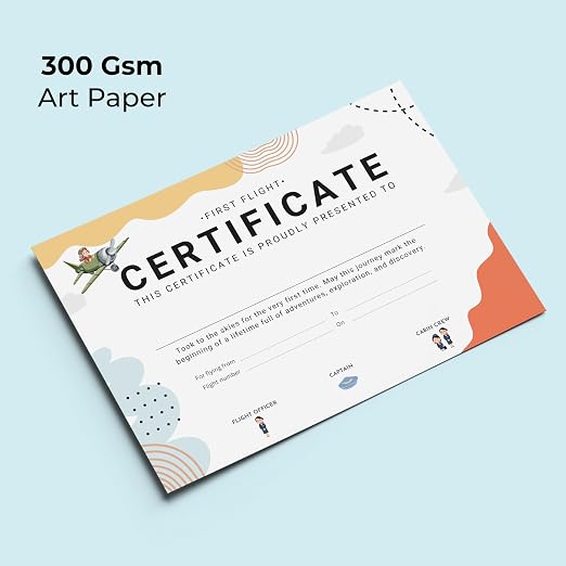 Baby First Flight Certificate | A5 Size (21 x 14.8 cm) | 300 GSM Premium Art Paper | First Air Travel Keepsake | Baby Travel Memory Certificate