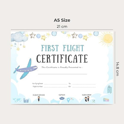 Baby First Flight Certificate | A5 Size (21 x 14.8 cm) | 300 GSM Premium Art Paper | First Air Travel Keepsake | Baby Travel Memory Certificate