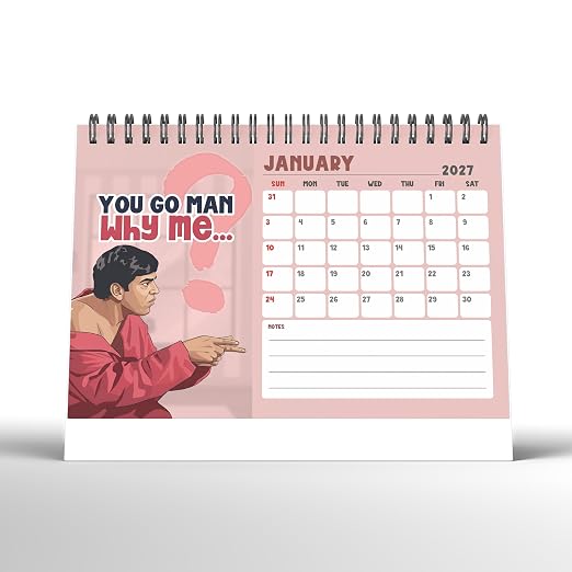 Table Top Calendar | Vadivel Meme Desk Calendar for Office & Home Decor |300 GSM Wiro-Bound