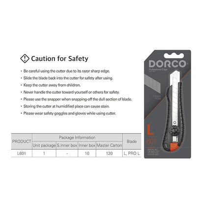 DORCO L601 Cutter - Professional Craft & Design Tool| Snap off blades (L601 - Heavy Duty (with 11 Blades))