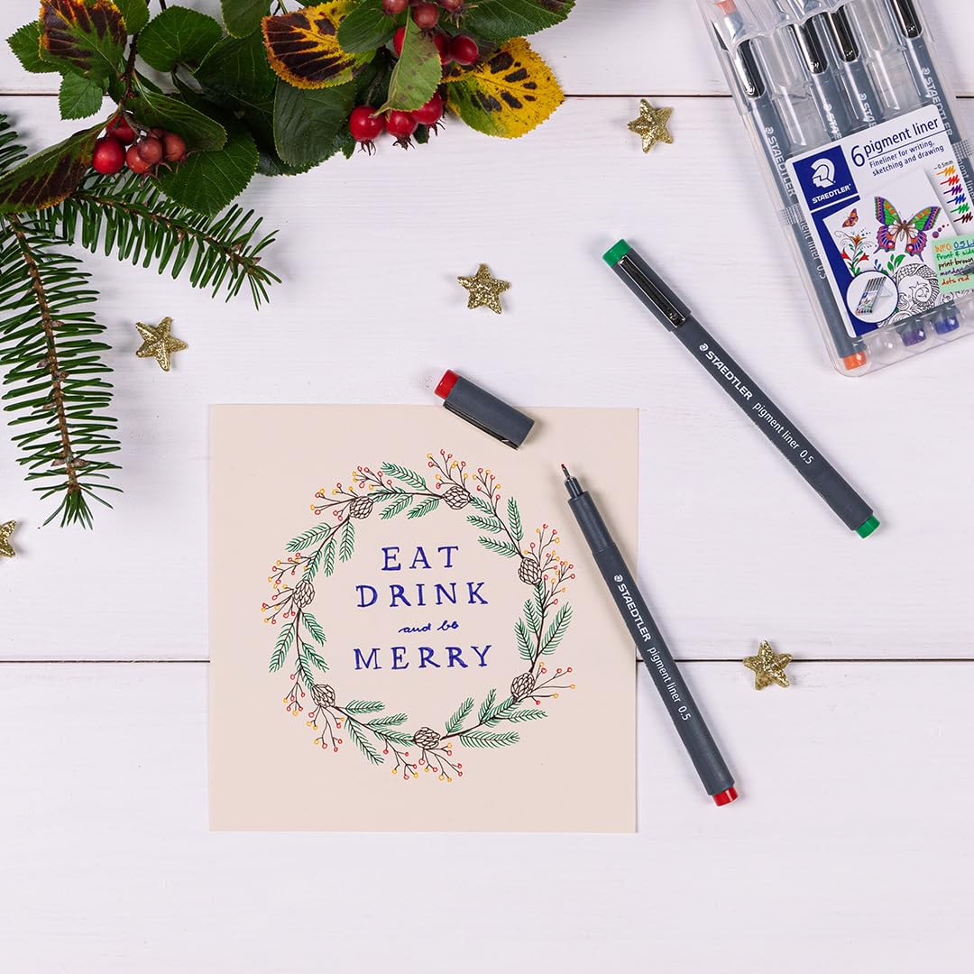 Staedtler Pigment Liner Pen - Assorted Set of 6 (0.35mm)