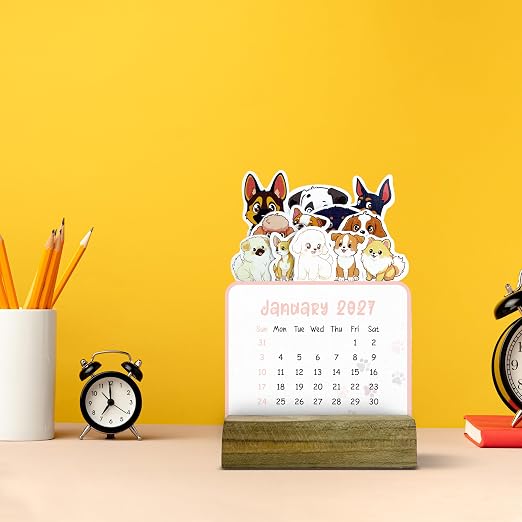 2027 Desk Calendar | Dog Theme|12-Month Table Calendar for Office, Home & Gifting