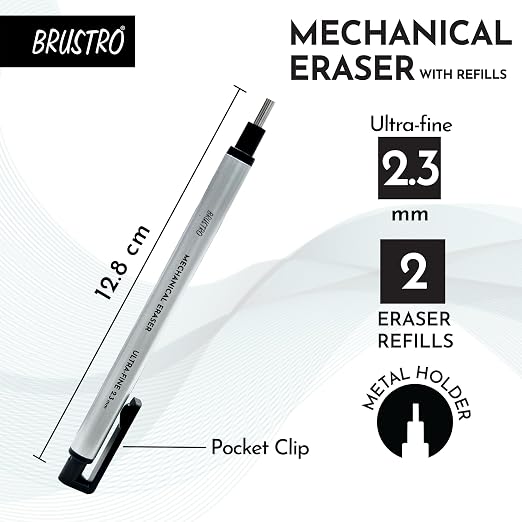 Brustro Mechanical Precision Retractable Eraser | 2.3mm - Ultra-Fine Tip | Refillable