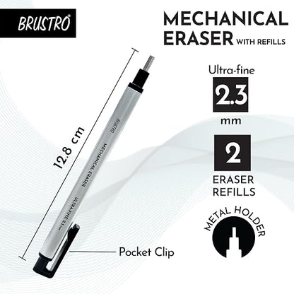 Brustro Mechanical Precision Retractable Eraser | 2.3mm - Ultra-Fine Tip | Refillable