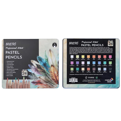 Brustro Artists Pastel Pencils |Set of 24 Shades |4mm Lead |Erasable