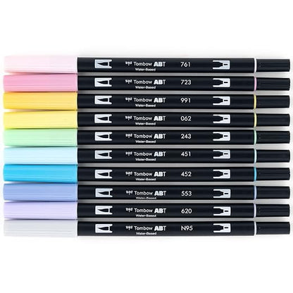 Tombow 56187 Dual Brush Pen Pastel Shades| Set of 10 |Art Markers