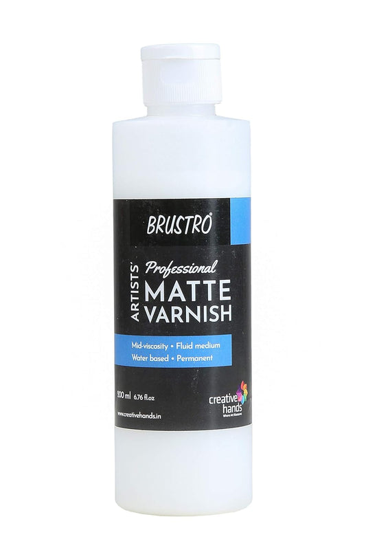 Bottle of Brustro Matte Varnish on a white background