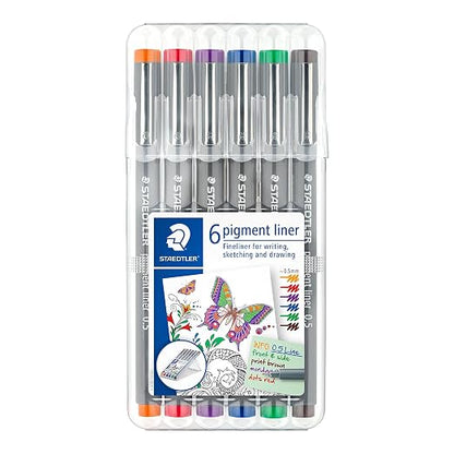 Staedtler Pigment Liner Pen - Assorted Set of 6 (0.35mm)