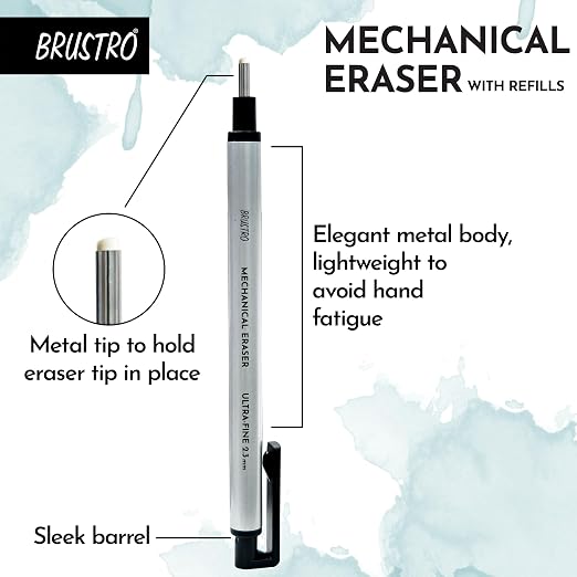 Brustro Mechanical Precision Retractable Eraser | 2.3mm - Ultra-Fine Tip | Refillable