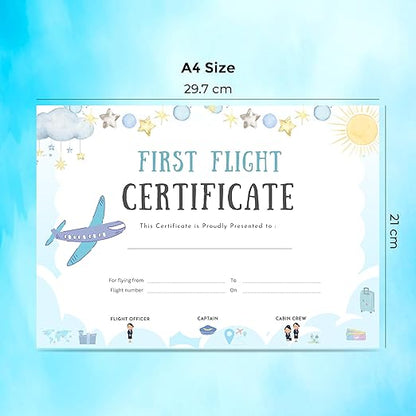 Baby First Flight Certificate | A4 Size (29.7 x 21 cm) | Premium 300 GSM Art Paper | First Air Travel Memory Keepsake