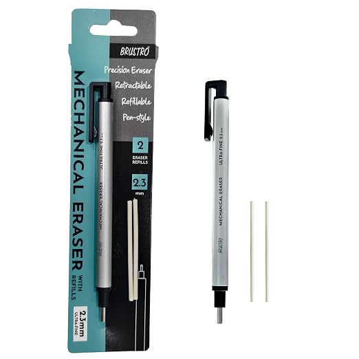 Brustro Mechanical Precision Retractable Eraser | 2.3mm - Ultra-Fine Tip | Refillable