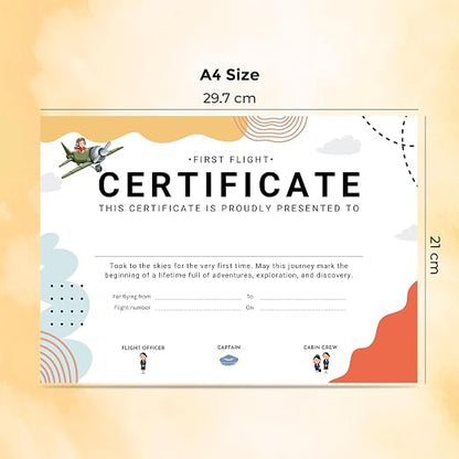 Baby First Flight Certificate | A4 Size (29.7 x 21 cm) | Premium 300 GSM Art Paper | First Air Travel Memory Keepsake