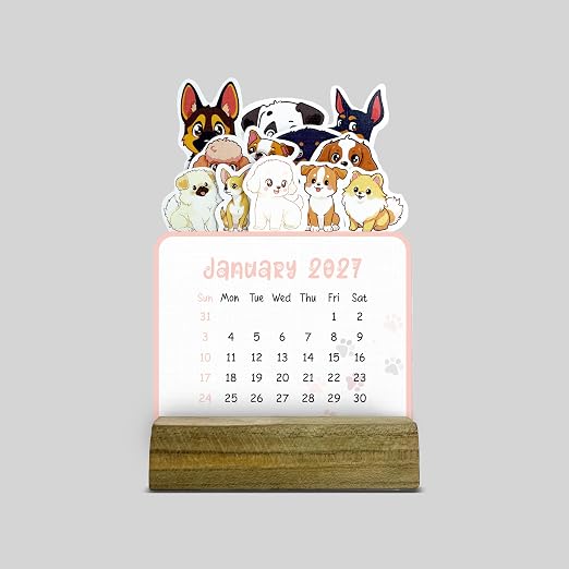 2027 Desk Calendar | Dog Theme|12-Month Table Calendar for Office, Home & Gifting