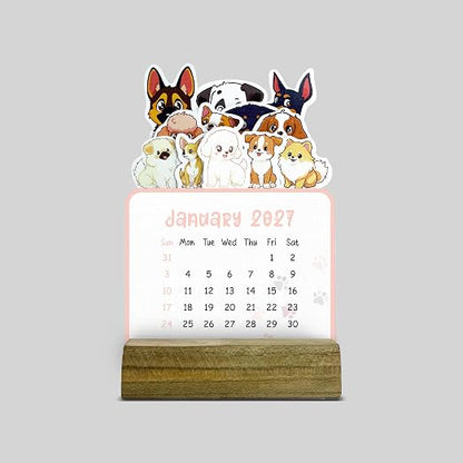 2027 Desk Calendar | Dog Theme|12-Month Table Calendar for Office, Home & Gifting