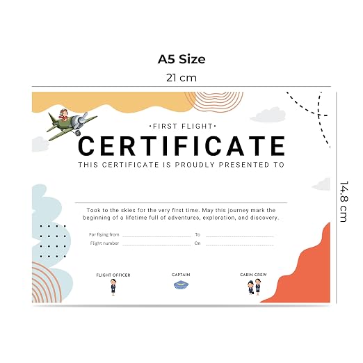Baby First Flight Certificate | A5 Size (21 x 14.8 cm) | 300 GSM Premium Art Paper | First Air Travel Keepsake | Baby Travel Memory Certificate