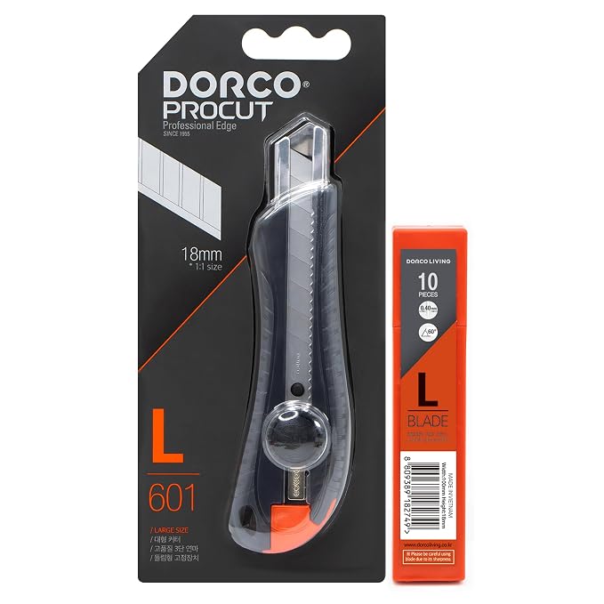 DORCO L601 Cutter - Professional Craft & Design Tool| Snap off blades (L601 - Heavy Duty (with 11 Blades))