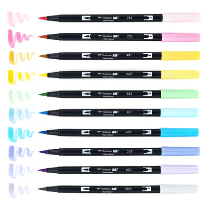 Tombow 56187 Dual Brush Pen Pastel Shades| Set of 10 |Art Markers