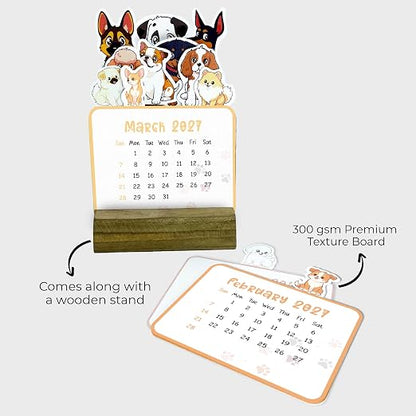 2027 Desk Calendar | Dog Theme|12-Month Table Calendar for Office, Home & Gifting