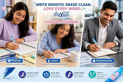 Pilot Frixion Erasable & Refillable Clicker/Retractable Roller Ball Pen|Blue Ink- 0.7mm  | Sweet paradise Character Series