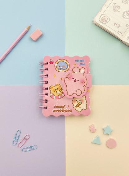 Cute Bunny & Bear Mini Spiral Notebook - A7 Size