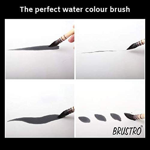BRUSTRO Artist's Natural Hair MOP Brush | Set of 4 - (0, 2, 4, 8) |Synthetic, Round Paint Brush