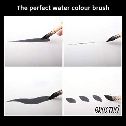 BRUSTRO Artist's Natural Hair MOP Brush | Set of 4 - (0, 2, 4, 8) |Synthetic, Round Paint Brush
