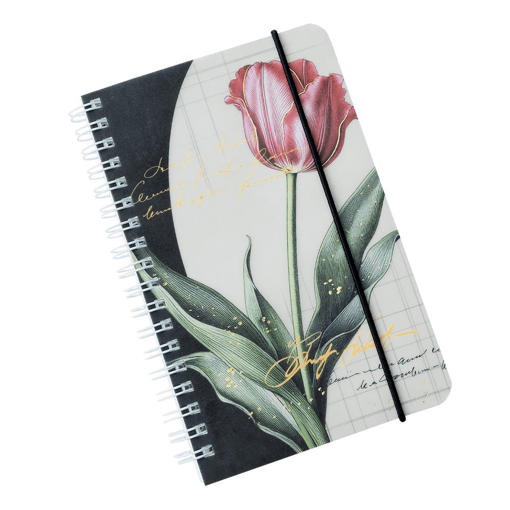Notebook with tulip design on a transparent background