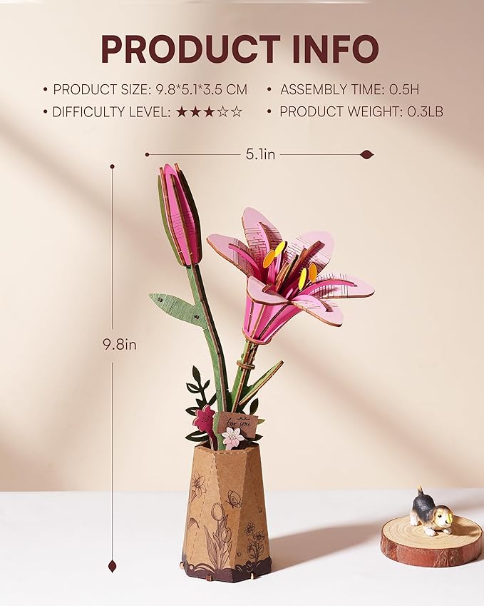 Rowood Wooden Flower | Wooden DIY Kit
