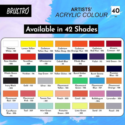 Brustro Arists' Acrylic 40ml(42 Shades Available)