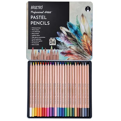 Brustro Artists Pastel Pencils - Set of 72 Shades - 4mm Lead |Erasable, High Pigmented