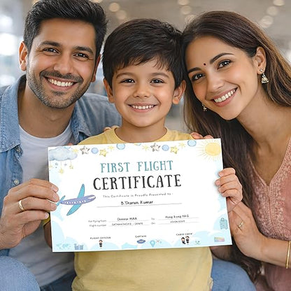 Baby First Flight Certificate | A4 Size (29.7 x 21 cm) | Premium 300 GSM Art Paper | First Air Travel Memory Keepsake