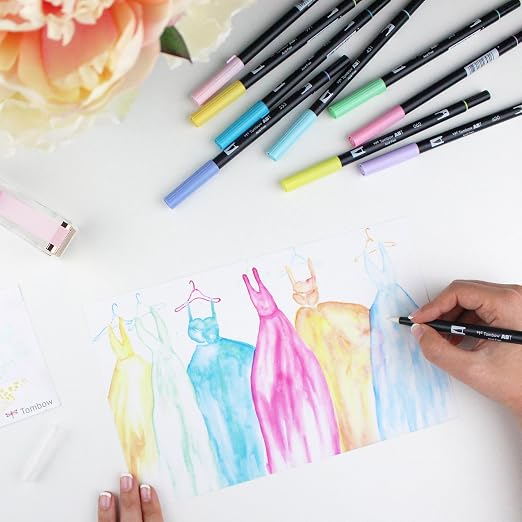 Tombow 56187 Dual Brush Pen Pastel Shades| Set of 10 |Art Markers