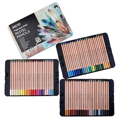Brustro Artists Pastel Pencils - Set of 72 Shades - 4mm Lead |Erasable, High Pigmented